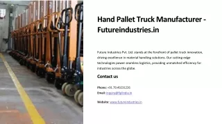 Hand Pallet Truck Manufacturer, Best Hand Pallet Truck Manufacturer