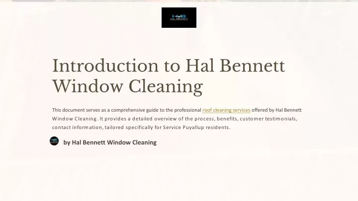 introduction to hal bennett window cleaning