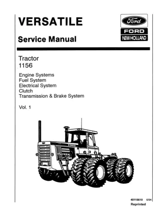 Ford Versatile 1156 Tractor Service Repair Manual