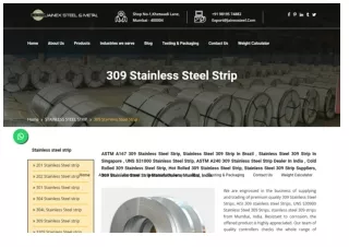 309 Stainless Steel Strip | AISI 309 ss Strip | UNS S30900 Stainless Steel Strip