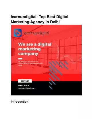 learnupdigital: Top Best Digital Marketing Agency In Delhi