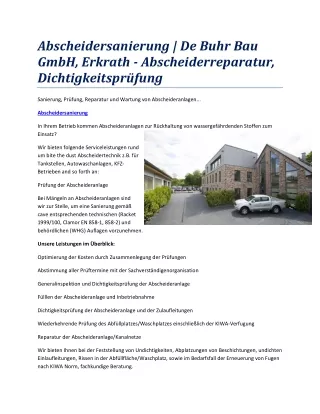 abscheidersanierung de buhr bau gmbh erkrath