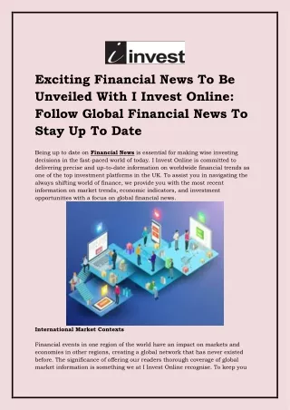 Understanding The World Financial News