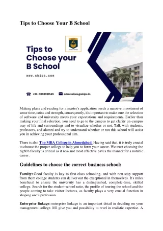 Tips to Choose Your B School