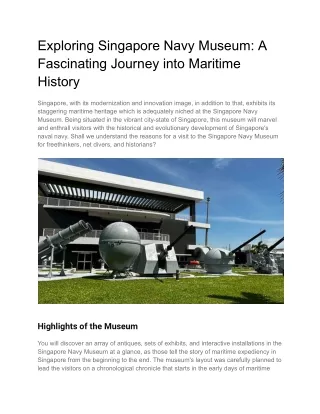 Exploring Singapore Navy Museum_ A Fascinating Journey into Maritime History