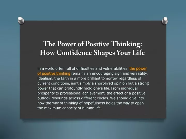 the power of positive thinking how confidence shapes your life