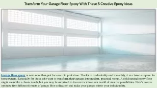 Transform Your Garage Floor Epoxy With These 5 Creative Epoxy Ideas