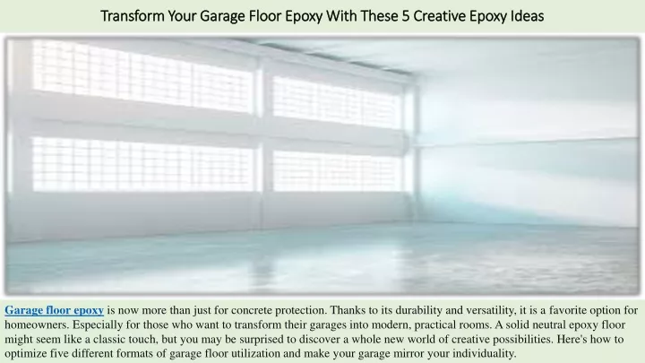 transform your garage floor epoxy with these 5 creative epoxy ideas