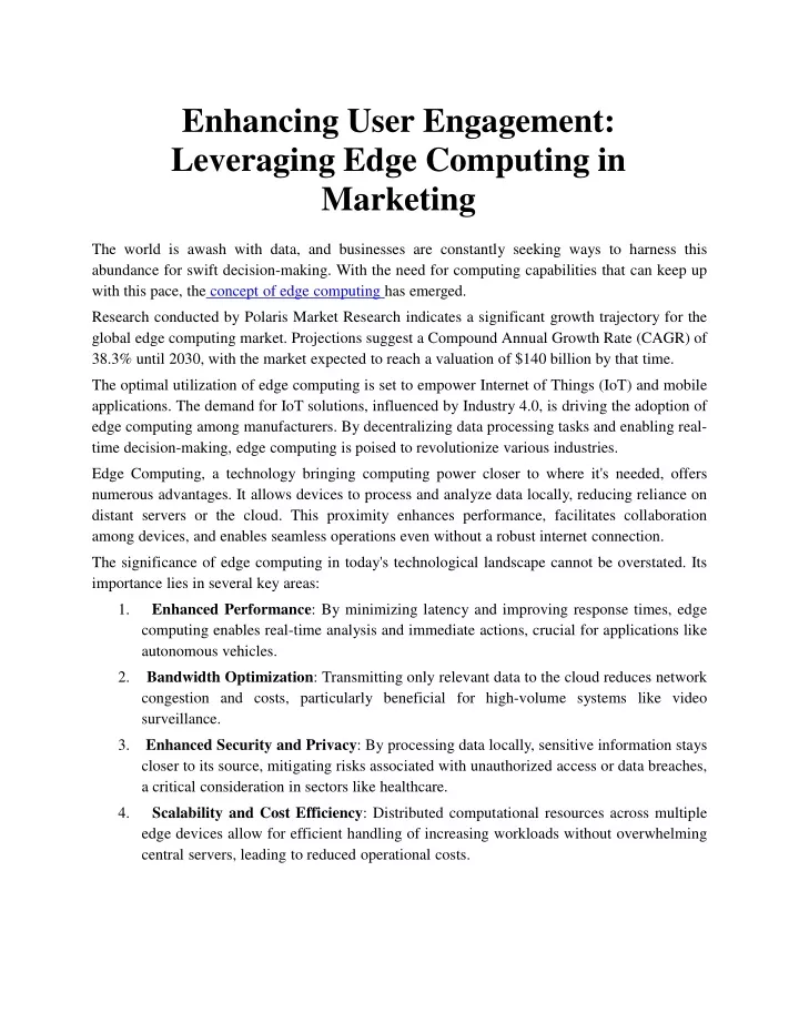 enhancing user engagement leveraging edge