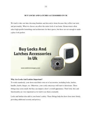 Buy Locks and Latches Accessories in UK