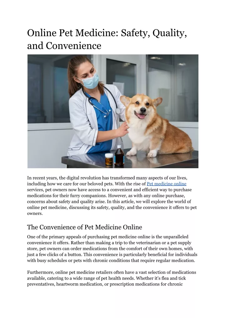 online pet medicine safety quality and convenience