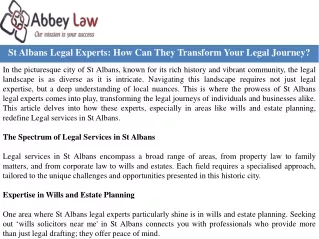 St Albans Legal Experts: How Can They Transform Your Legal Journey?
