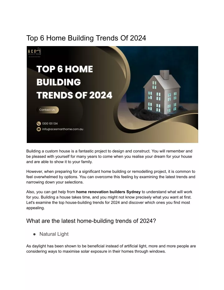 top 6 home building trends of 2024