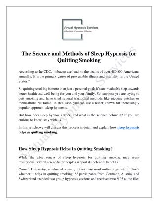 The Science and Methods of Sleep Hypnosis for Quitting Smoking