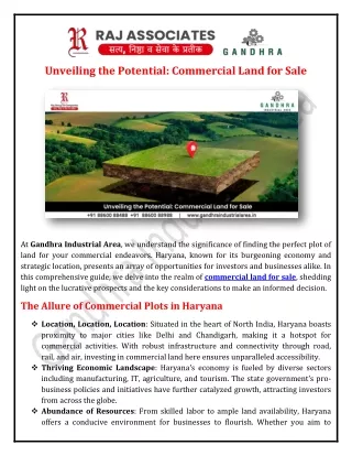 Unveiling the Potential Commercial Land for Sale