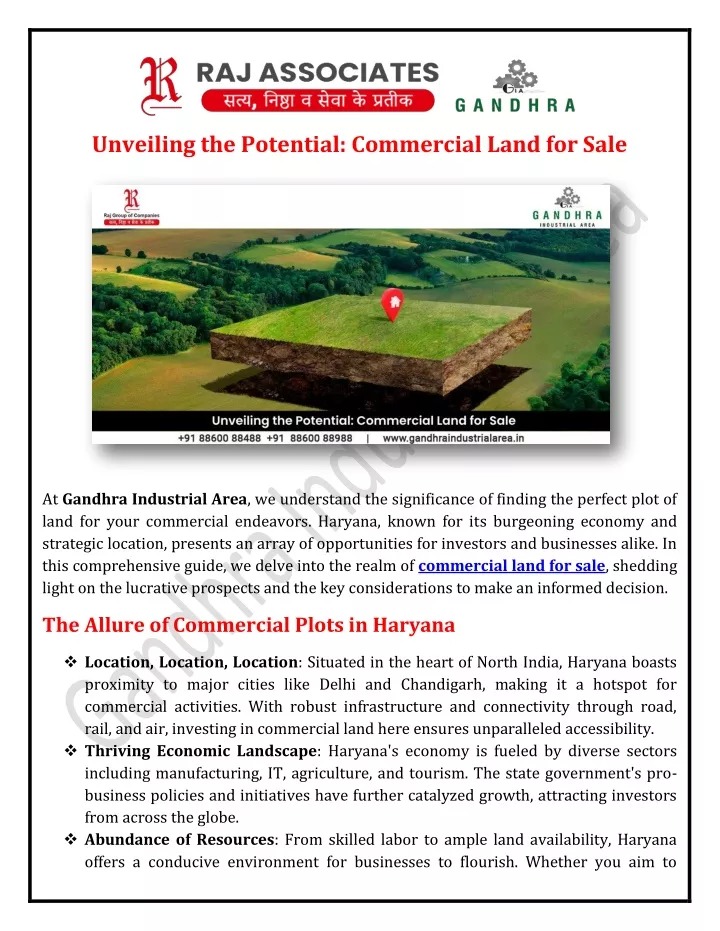 unveiling the potential commercial land for sale