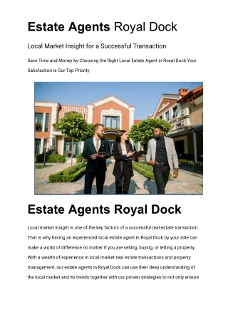 Estate Agents Royal Dock