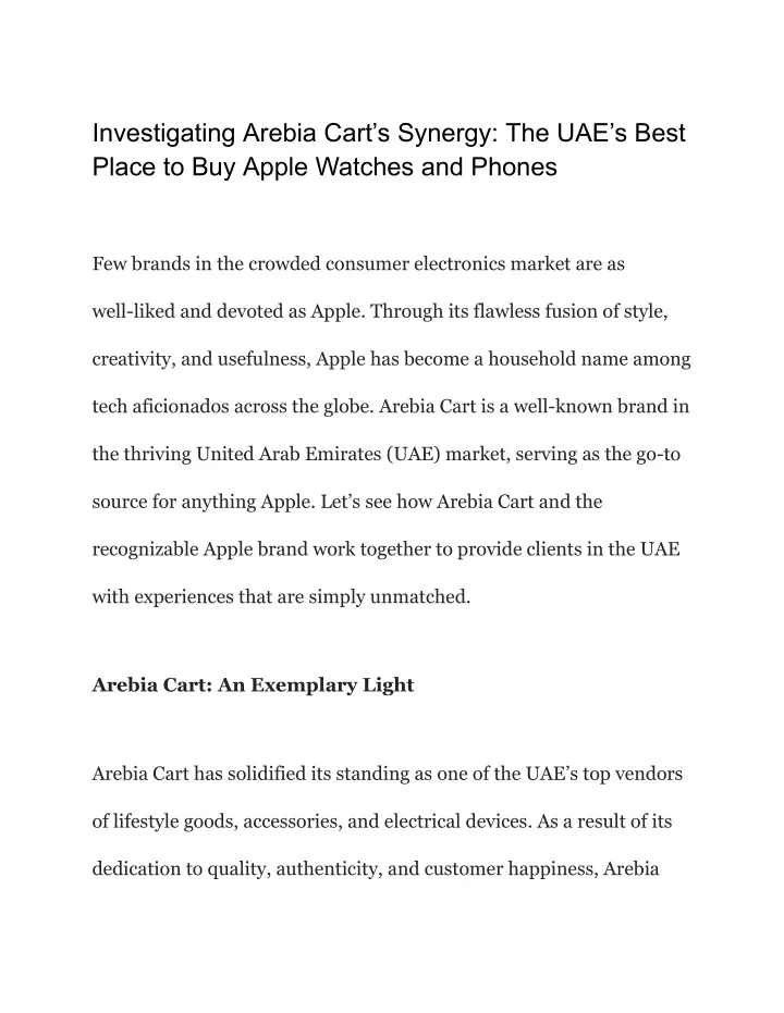 investigating arebia cart s synergy