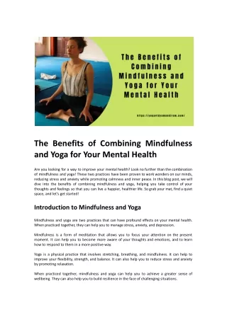 The Benefits of Combining Mindfulness and Yoga for Your Mental Health