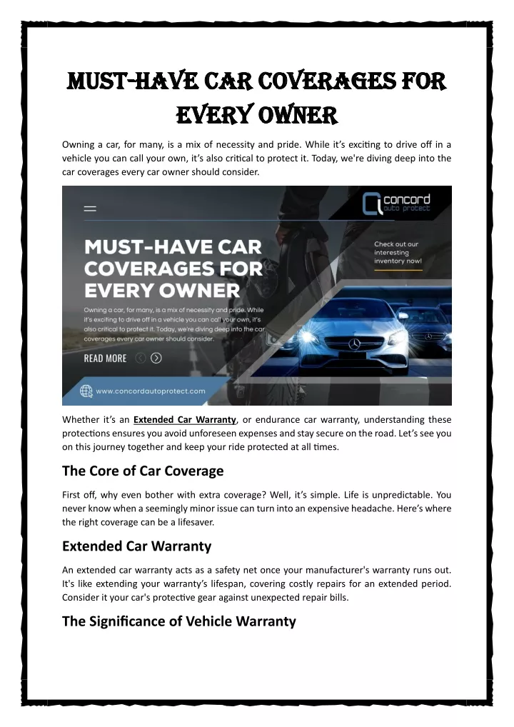 must must have car coverages for have