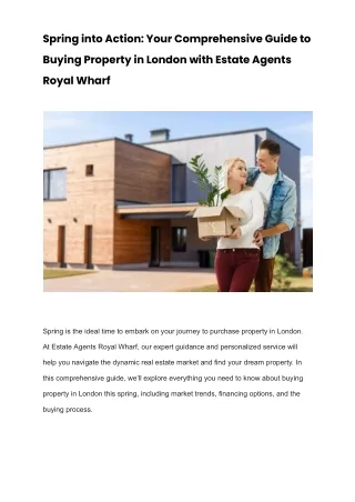 Your Comprehensive Guide to Buying Property in London with Estate Agents Royal Wharf