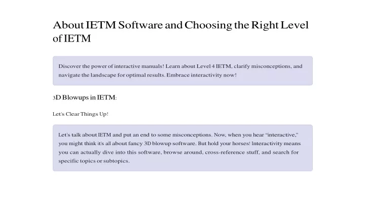about ietm software and choosing the right level
