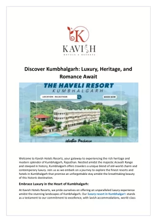 Discover Kumbhalgarh Luxury Heritage  and Romance Await