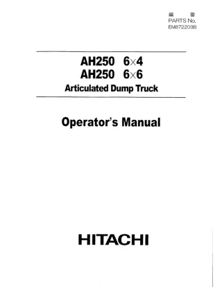 Hitachi AH250 Articulated Dump Truck operator’s manual