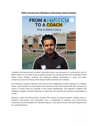 Rohit’s Journey from VidyaGyan to Becoming a Sports Educator