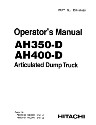 Hitachi AH350D Articulated Dump Truck operator’s manual