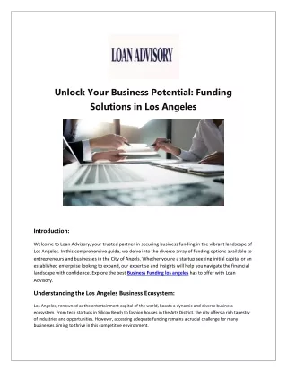 Unlock Your Business Potential: Funding Solutions in Los AngelesWelcome to Loan