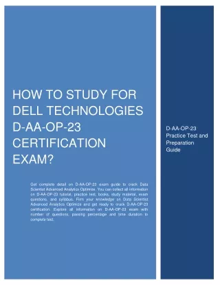 How to Study for Dell Technologies D-AA-OP-23 Certification Exam?