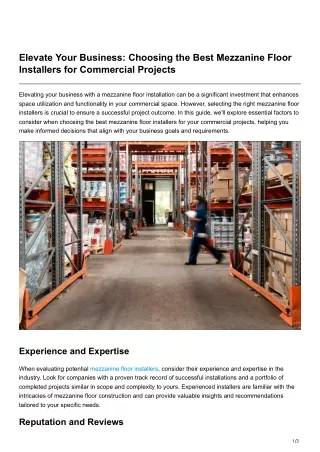 Elevate Your Business Choosing the Best Mezzanine Floor Installers for Commercial Projects