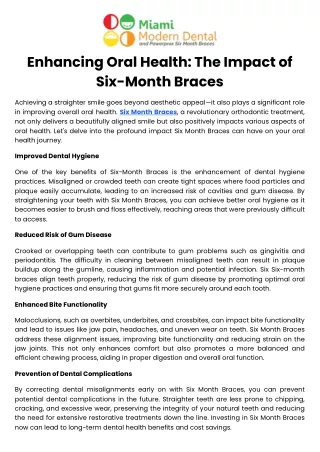 Enhancing Oral Health The Impact of Six Month Braces