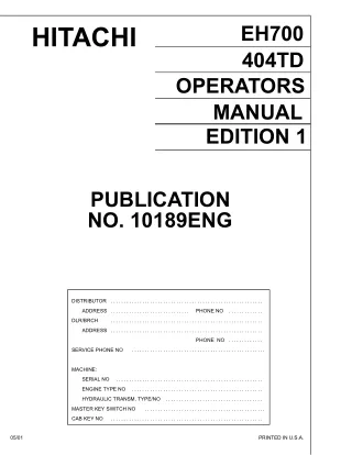 Hitachi EH700 Rigid Dump Truck operator’s manual