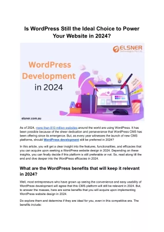 Is WordPress Still The Ideal Choice To Power Your Website In 2024?