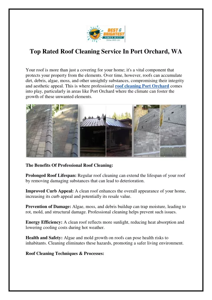 top rated roof cleaning service in port orchard wa