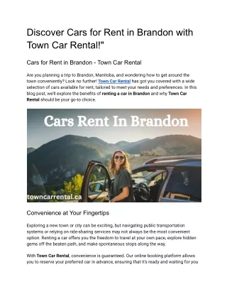 Discover Cars for Rent in Brandon with Town Car Rental