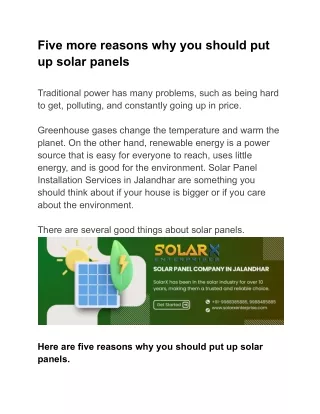 Five more reasons why you should put up solar panels