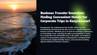 Business Traveler Essentials Finding Convenient Hotels in Kanyakumari