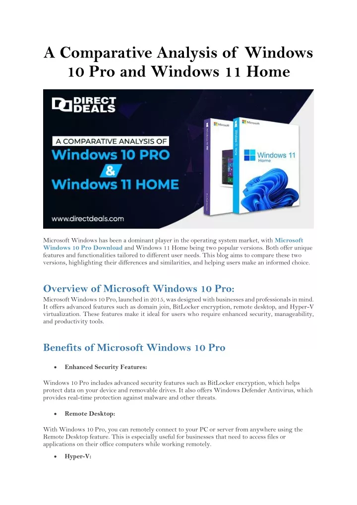 PPT - A Comparative Analysis of Windows 10 Pro and Windows 11 Home PowerPoint Presentation - ID 