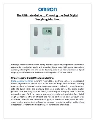 The Ultimate Guide to Choosing the Best Digital Weighing Machine