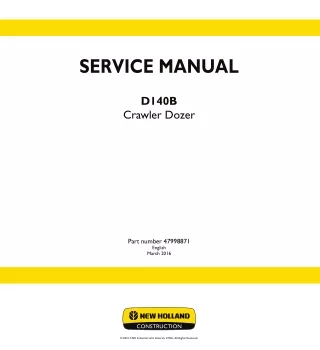 New Holland D140B Crawler Dozer Service Repair Manual