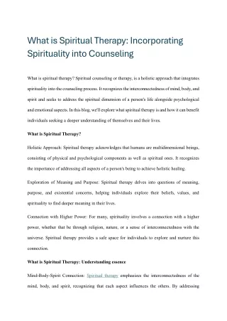 What is Spiritual Therapy: Incorporating  Spirituality into Counseling