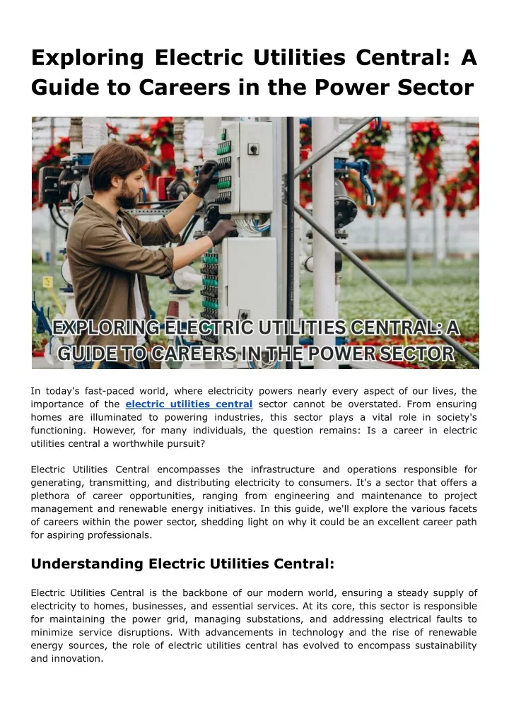 exploring electric utilities central a guide