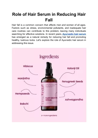 Role of Hair Serum in Reducing Hair Fall