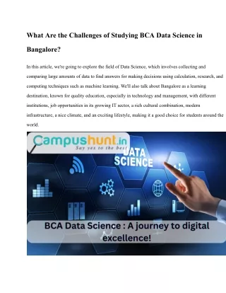 What Are the Challenges of Studying BCA Data Science in Bangalore