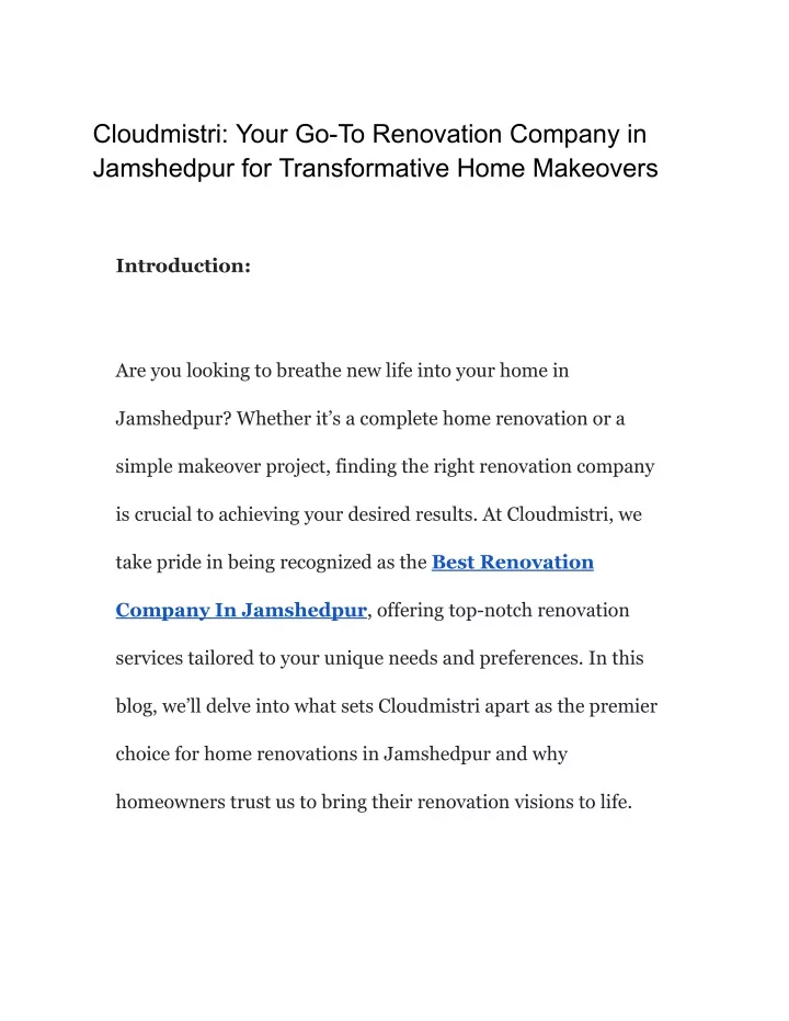 cloudmistri your go to renovation company