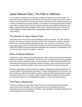Jason Natural Care _ The Path to Wellness