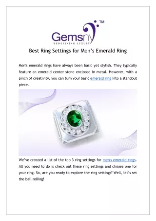 Top Ring Settings for Men's Emerald Rings
